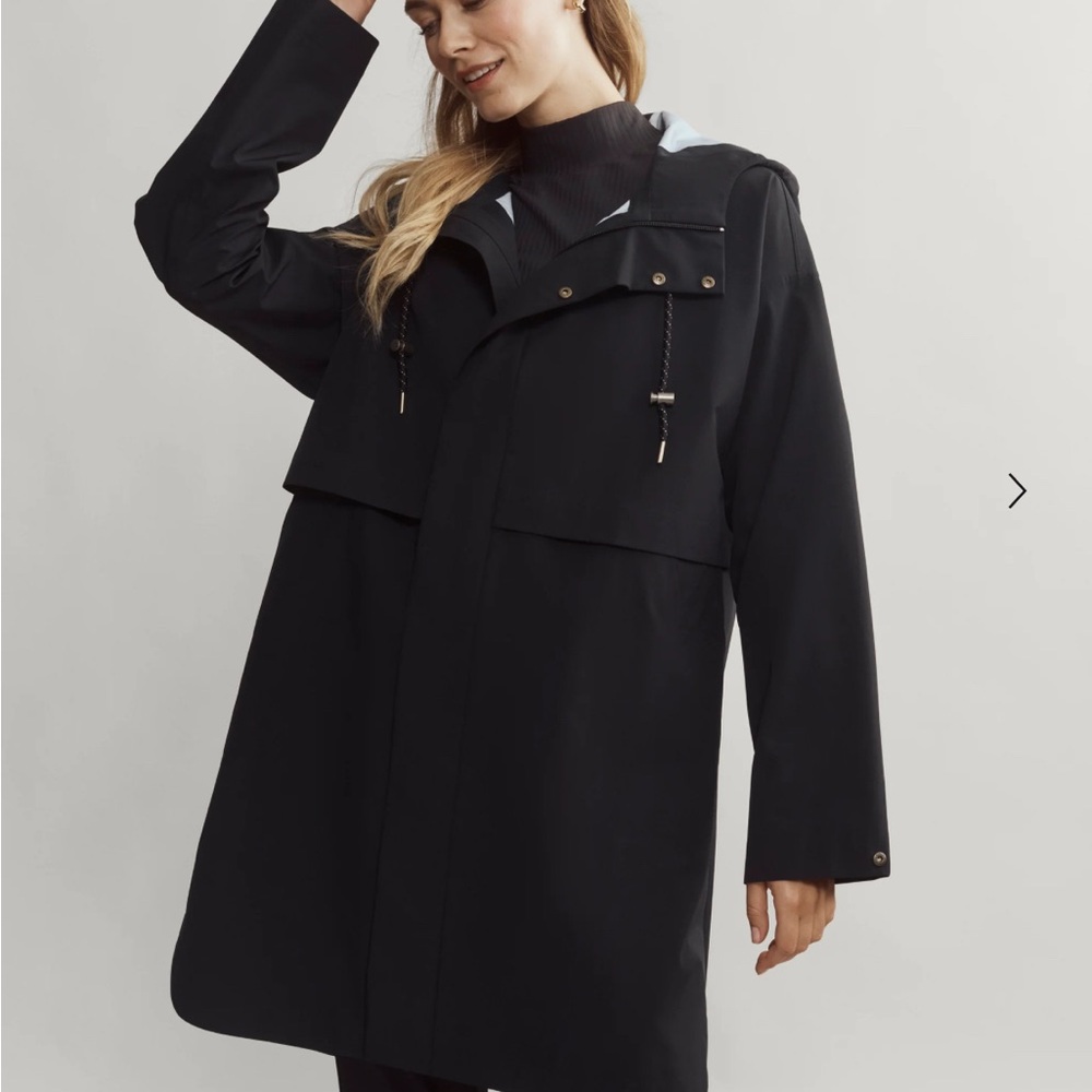Rhone Tens Black Hooded Long Raincoat Jacket NWT Size M Waterproof Outerwear